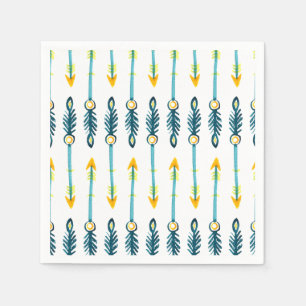 boho chic yellow blue watercolor arrows napkins