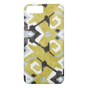 Boho chic yellow ikat tribal pattern monogram iPhone 8 plus/7 plus case