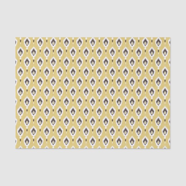 Boho chic yellow ikat tribal pattern monogram tissue paper (Front)
