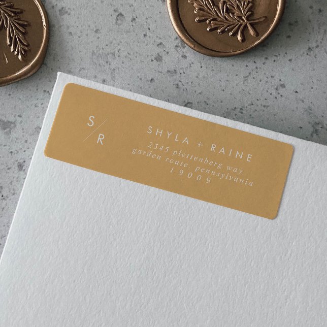 Boho Chic Yellow Marigold Monogram Address Labels (Creator Uploaded)