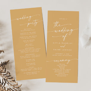 Boho Chic Yellow Marigold Tea Length Wedding Program
