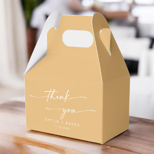 Boho Chic Yellow Marigold Thank You Wedding Favor Box