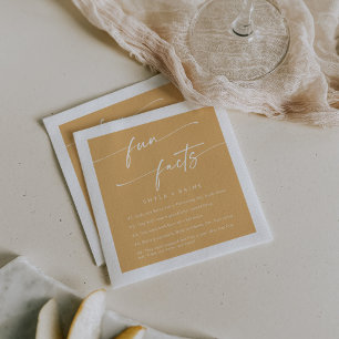 Boho Chic Yellow Marigold Wedding Fun Fact Napkins