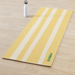 Boho Chic Yellow Stripe Personalized Yoga Mat