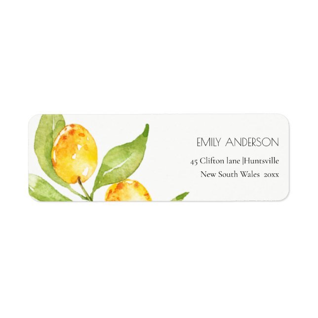 BOHO CHIC YELLOW WATERCOLOR FOLIAGE ADRESSE OLIVE (Devant)