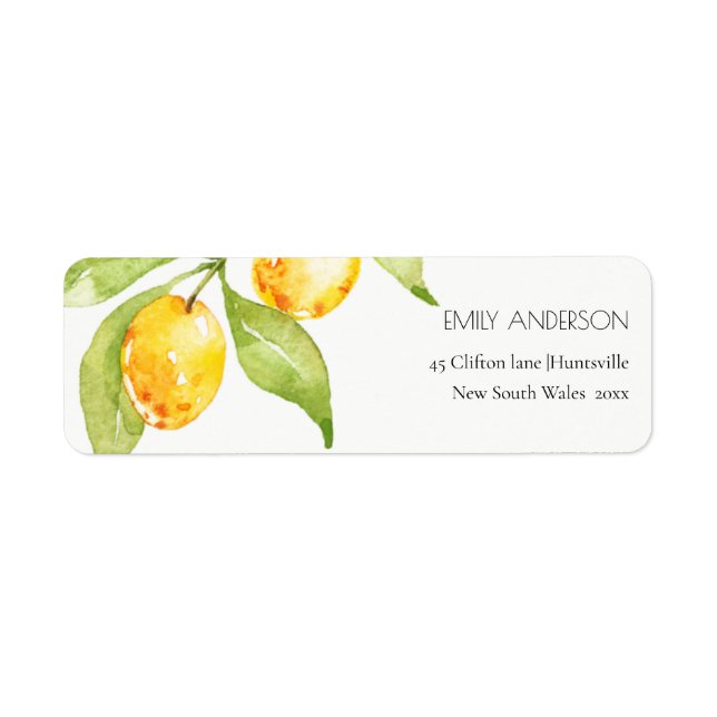 BOHO CHIC YELLOW WATERCOLOUR FOLIAGE OLIVE ADDRESS (Front)