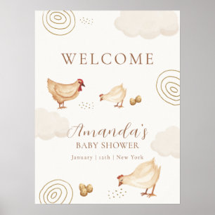 Boho Chick Hatching Soon Baby Shower Welcome Poster