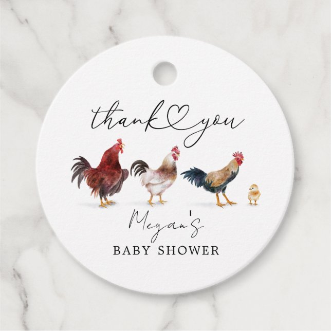 Boho Chicken Baby Shower Favour Tags (Front)