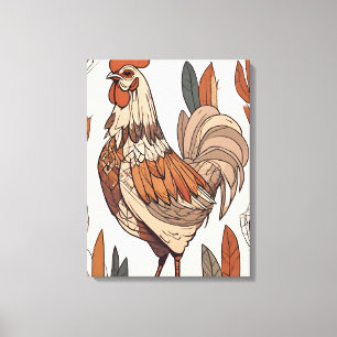 Boho chicken Leaf Botanical art style Modern Canvas Print