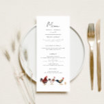 Boho Chicken Wedding Dinner Menu<br><div class="desc">Rustic and boho wedding dinner menu card featuring watercolor illustration of chickens.</div>