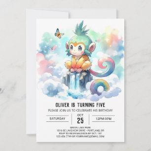 Boho Children Monkey Birthday Invitation