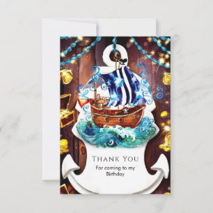 Boho Children's Adventure Pirate Birthday Thank You Card