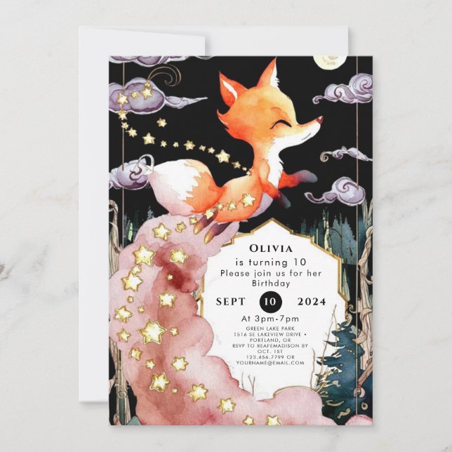 Boho Children's Fox Birthday Invitation (Front)