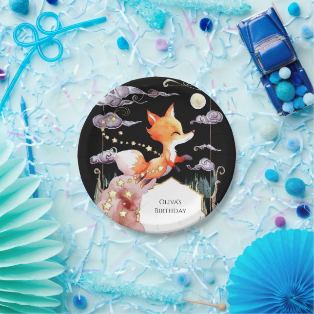 Boho Children's Fox Birthday Paper Plate (Party)