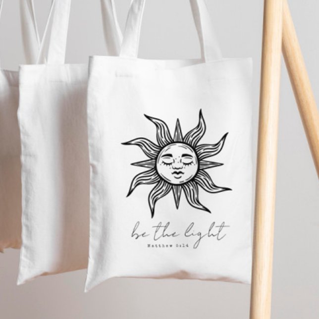 Boho Christian Bible Verse Be the Light Sunshine Tote Bag (Creator Uploaded)