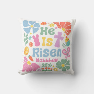 Boho Christian Easter He is Risen Throw Pillow