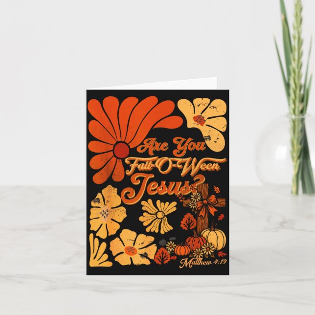 Boho Christian Fall Thanksgiving Are You Fall-o-we Card (Front)