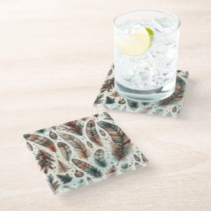 Boho Christmas Glass Coaster