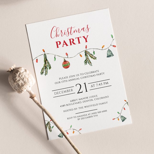 Boho Christmas Holiday Family Party Invitation (Chic Family Christmas Party Invitation)