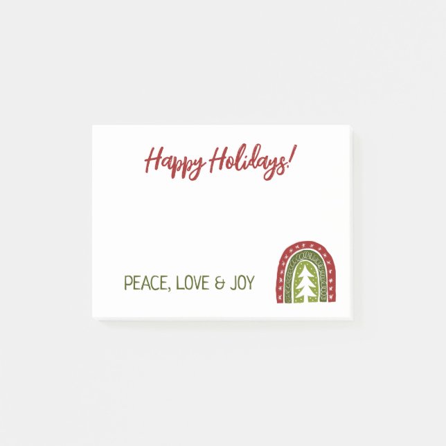 BoHo Christmas Holiday peace love and joy custom Post-it Notes (Front)