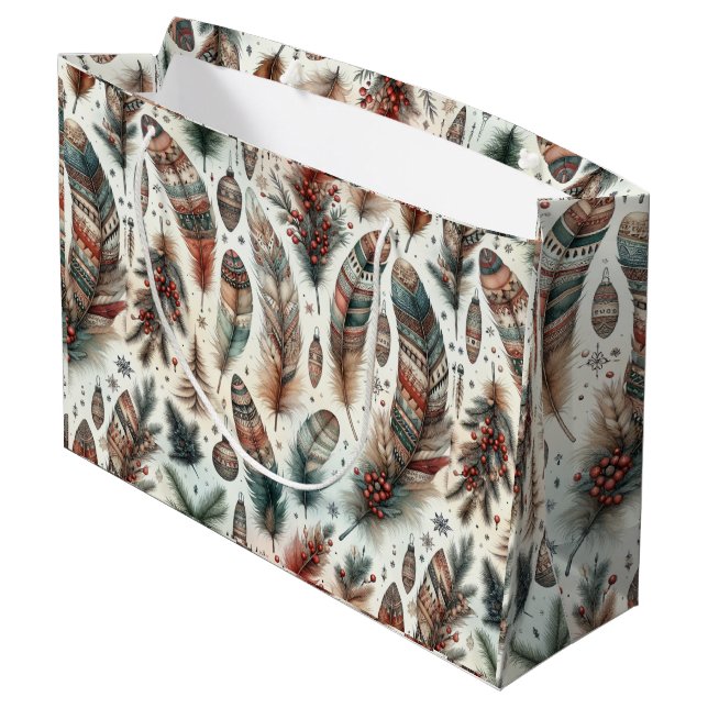 Boho Christmas Large Gift Bag (Back Angled)