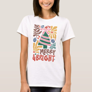 Boho Christmas Merry and Bright women T-Shirt 