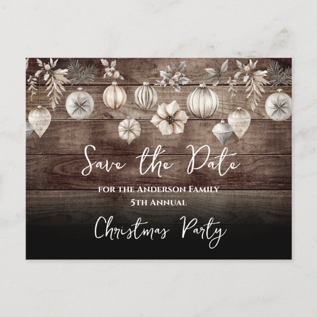 Boho Christmas Party Enregistrer la date Carte pos (Devant)
