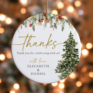 Boho Christmas Pine Tree Lights Wedding Thank You Favour Tags