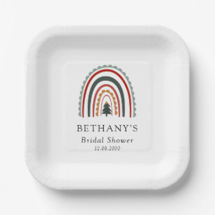 Boho Christmas Rainbow Bridal Shower Paper Plate