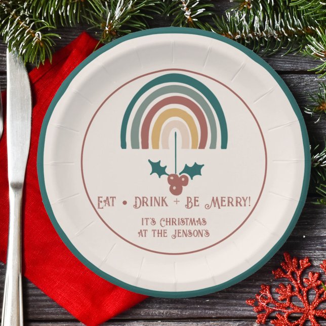 Boho Christmas Rainbow Paper Plate (Creator Uploaded)