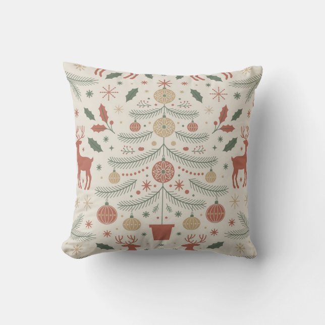 Boho Christmas Throw Pillow (Front)