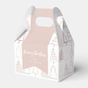 Boho Christmas Tree Pattern Dusty Pink Holiday Favor Box
