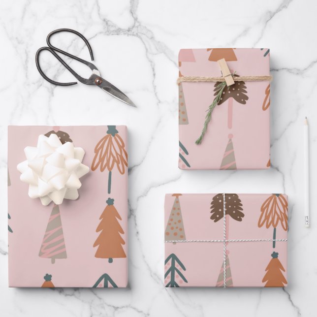 Boho Christmas tree pattern  Wrapping Paper Sheet (Front)