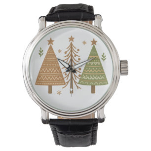 Boho Christmas Trees Neutral Holiday Style Watch
