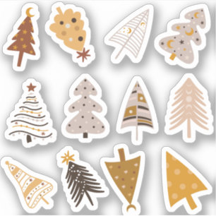 Boho christmas trees sticker pack