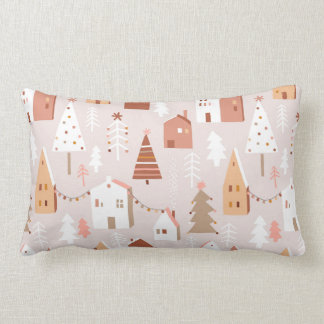 Boho Christmas Village Lumbar Coussin