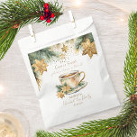 Boho Christmas winter bridal shower tea party Favour Bag<br><div class="desc">Christmas winter themed bridal shower tea party favours personalized favour bag,  watercolor cup of tea with snowflakes poinsettia and cookies pine branches modern casual font winter bridal shower favours</div>