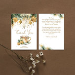 Boho Christmas winter bridal shower tea party Thank You Card<br><div class="desc">Christmas winter themed bridal shower tea party template thank you card watercolor cup of tea with snowflakes poinsettia and cookies pine branches modern casual font</div>