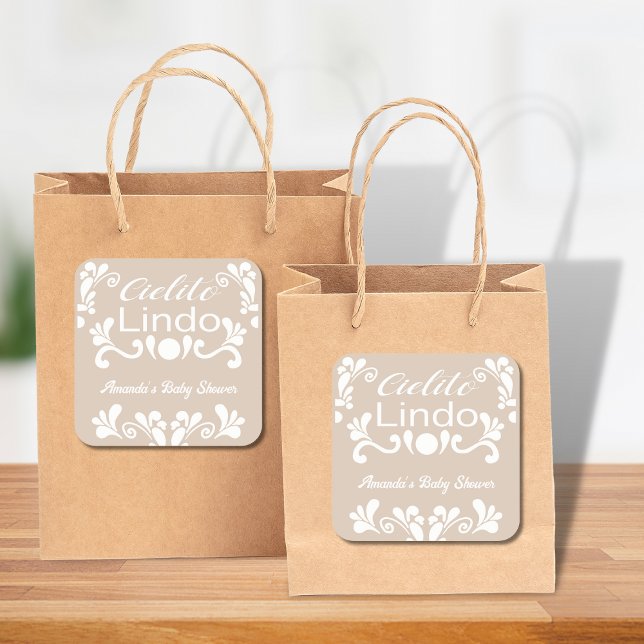 Boho Cielito Lindo Mexican Baby Shower Square Sticker (Creator Uploaded)