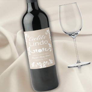 Boho Cielito Lindo Mexican Baby Shower Wine Label