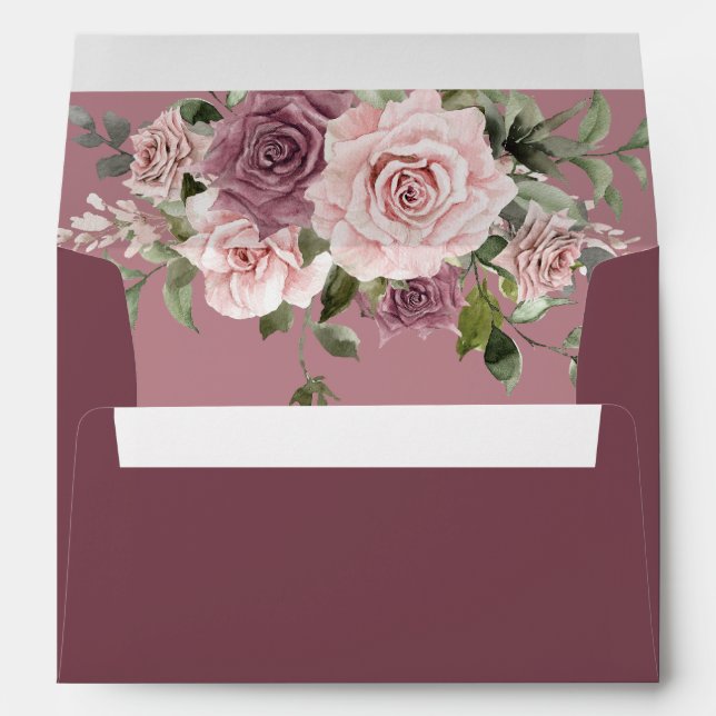Boho Cinnamon Rose Blush Floral Greenery Enveloppe (Dos (Bas))