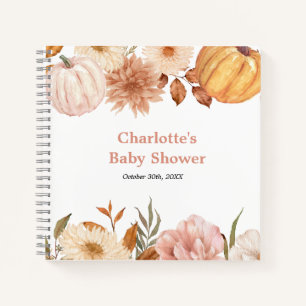 Boho Citrouille Fall Floral Baby shower Livre d'or