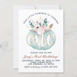 Boho Citrouille Invitation d'anniversaire