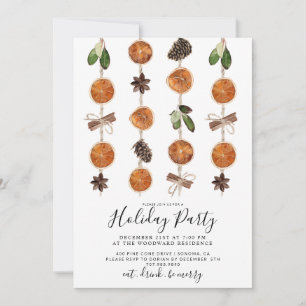Boho Citrus and Spice Holiday Party Invitation