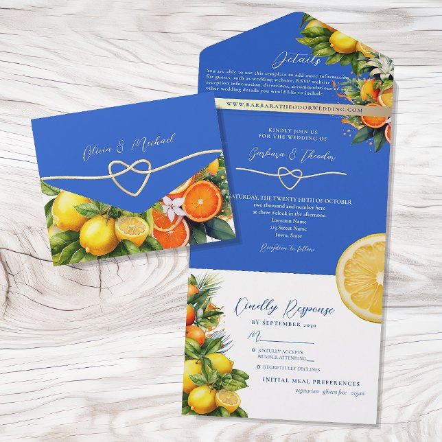 Boho Citrus Lemon Orange Wedding All In One Invitation (Creator Uploaded)