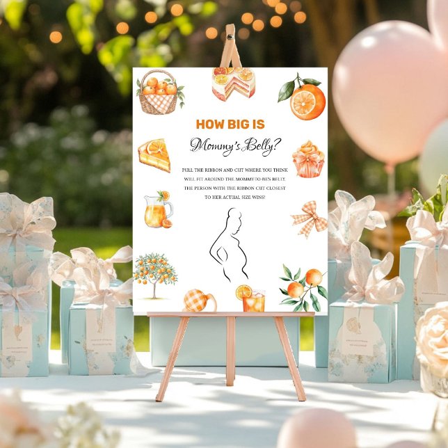 Boho Citrus Orange How big Mommy' baby Shower sign (Creator Uploaded)