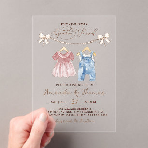 Boho Clothes Gender Reveal Acrylic Invitations