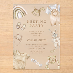 Boho Clothes Nursery Nesting Party Acrylic Invitations