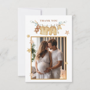 Boho Clothesline Baby shower Carte de remerciement