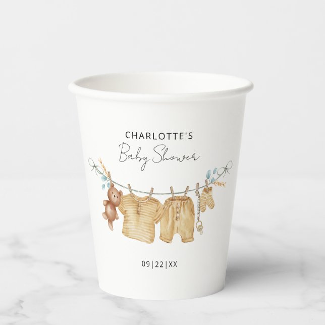 Boho Clothesline Baby Shower Cups (Front)